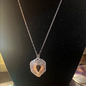 Sterling Silver Teardrop Floral Pendant Necklace - Silver